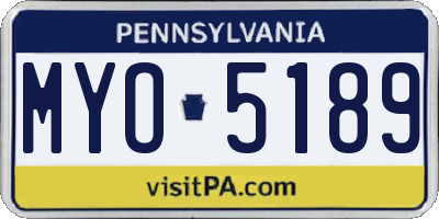 PA license plate MYO5189