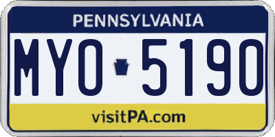 PA license plate MYO5190