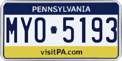 PA license plate MYO5193