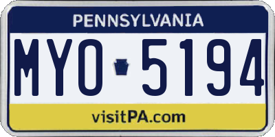 PA license plate MYO5194