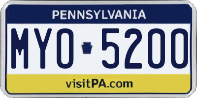 PA license plate MYO5200