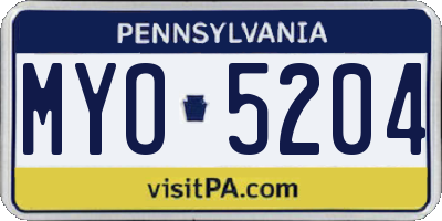 PA license plate MYO5204