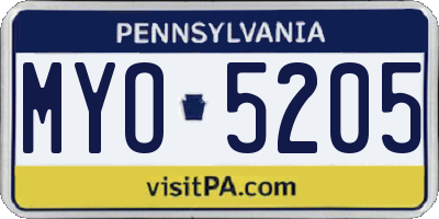 PA license plate MYO5205