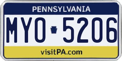 PA license plate MYO5206