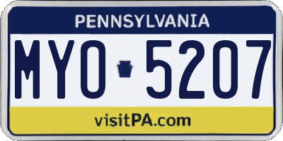 PA license plate MYO5207