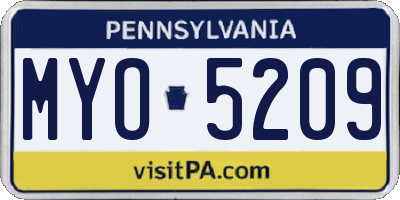 PA license plate MYO5209
