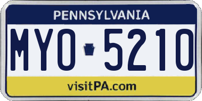 PA license plate MYO5210