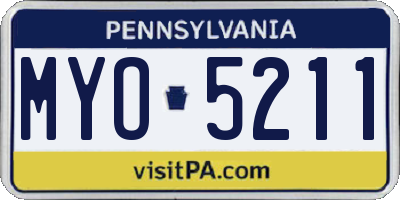 PA license plate MYO5211