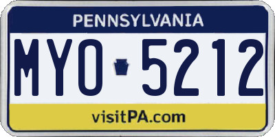 PA license plate MYO5212