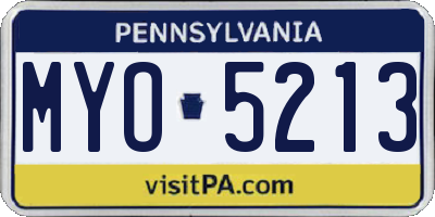 PA license plate MYO5213