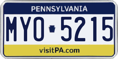 PA license plate MYO5215