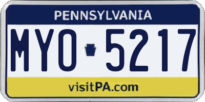 PA license plate MYO5217