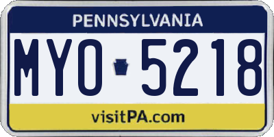 PA license plate MYO5218