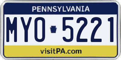 PA license plate MYO5221