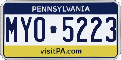 PA license plate MYO5223