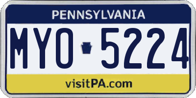PA license plate MYO5224