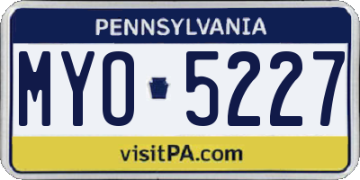 PA license plate MYO5227
