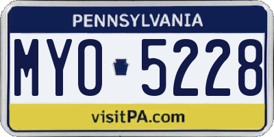 PA license plate MYO5228