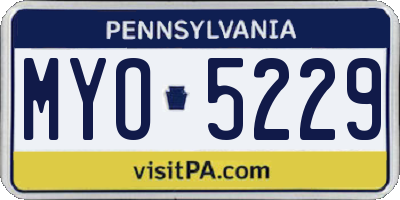 PA license plate MYO5229