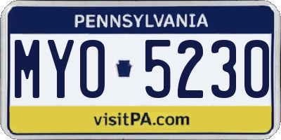 PA license plate MYO5230