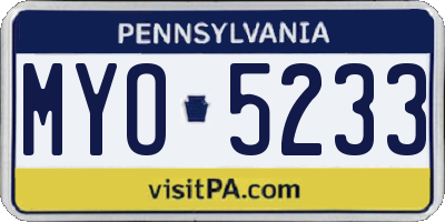 PA license plate MYO5233