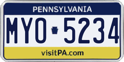 PA license plate MYO5234