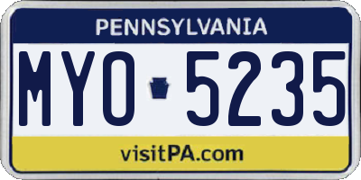 PA license plate MYO5235