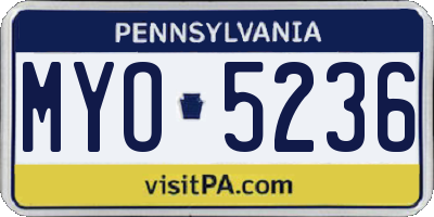 PA license plate MYO5236