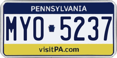 PA license plate MYO5237