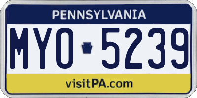 PA license plate MYO5239