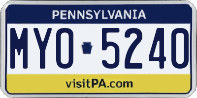 PA license plate MYO5240