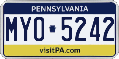 PA license plate MYO5242