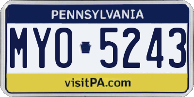 PA license plate MYO5243