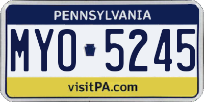 PA license plate MYO5245