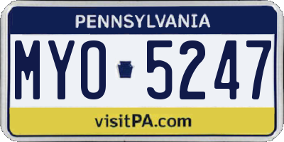 PA license plate MYO5247