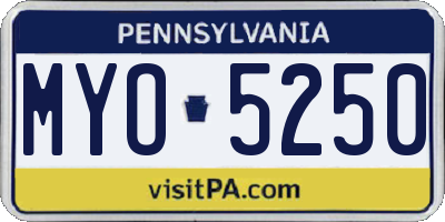 PA license plate MYO5250
