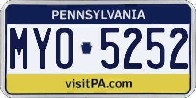 PA license plate MYO5252