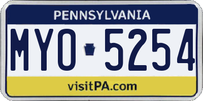 PA license plate MYO5254