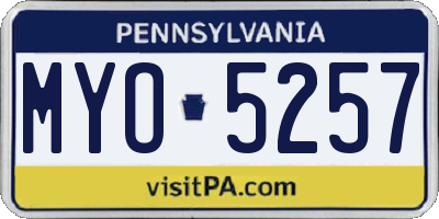 PA license plate MYO5257