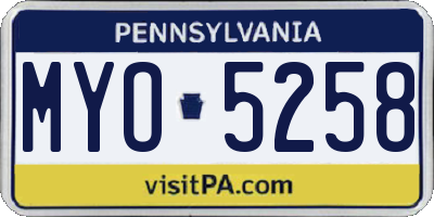 PA license plate MYO5258