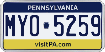PA license plate MYO5259