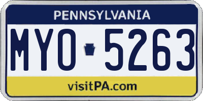 PA license plate MYO5263