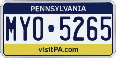 PA license plate MYO5265