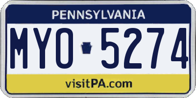 PA license plate MYO5274