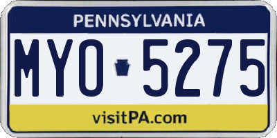 PA license plate MYO5275