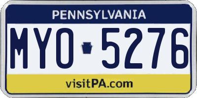 PA license plate MYO5276