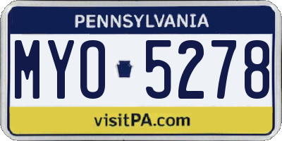 PA license plate MYO5278