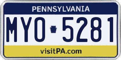 PA license plate MYO5281