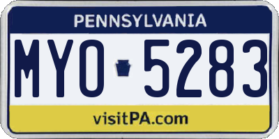 PA license plate MYO5283
