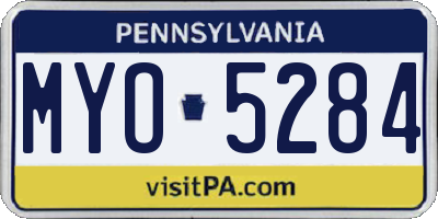 PA license plate MYO5284